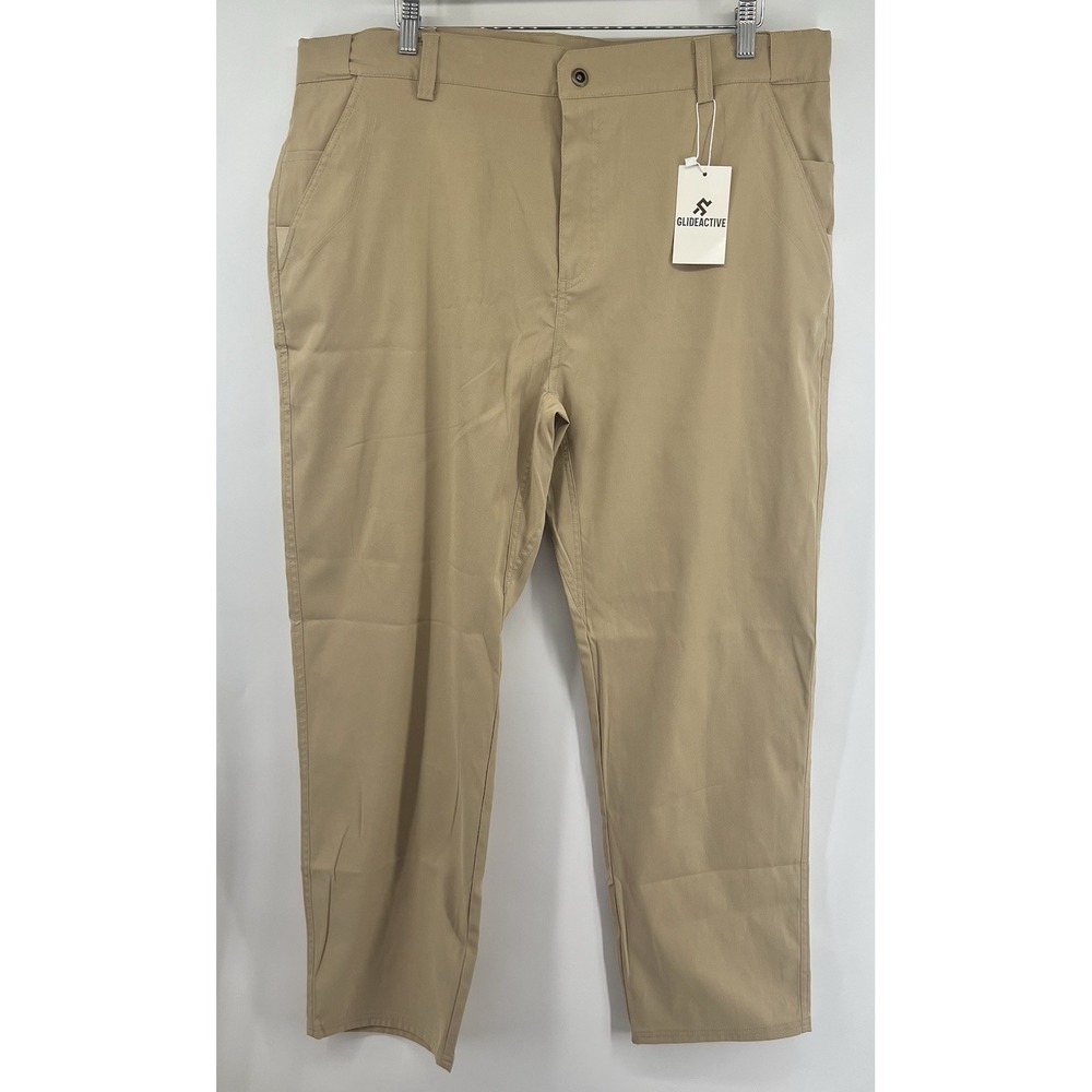 GlideActive Performance Pants 42/30 Tan Beige Quick Dry New NWT